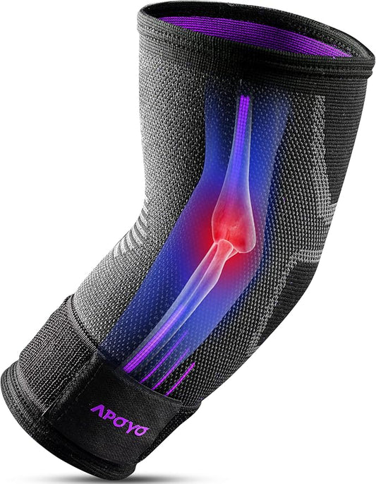 APOYO Elbow Brace for Tendonitis and Tennis Elbow, Elbow Compression Sleeve by APOYO
