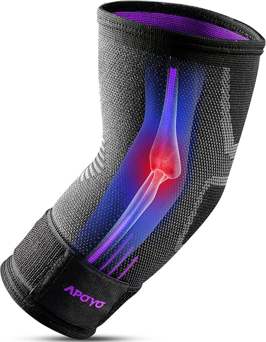 APOYO Elbow Brace for Tendonitis and Tennis Elbow, Elbow Compression Sleeve by APOYO