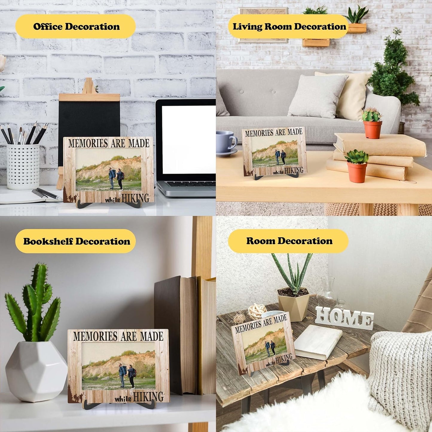 Hike Photo Frame - Camping Wooden Tabletop Picture Frame with Stand - Gifts For Nature Lover - Camping Gifts for Family Friends Colleagues - Home Office Desk Decor -A56