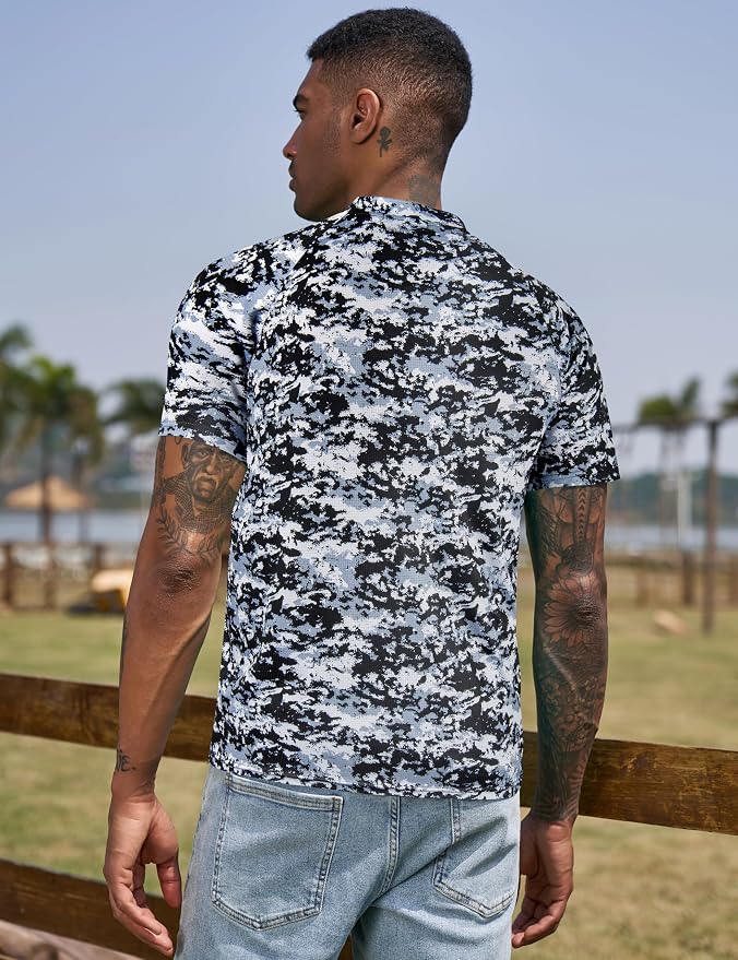 TAPULCO Mens Collarless Golf Shirts Short Sleeve Dry Fit Stretch Casual - Image 4