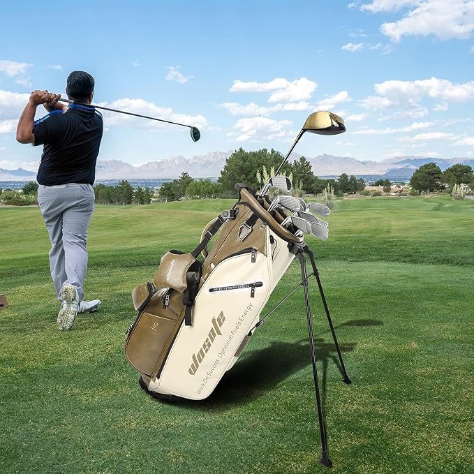 Lightweight 14-Way Golf Stand Bag, PU Leather Golf Bag Waterproof Men Women - Image 7