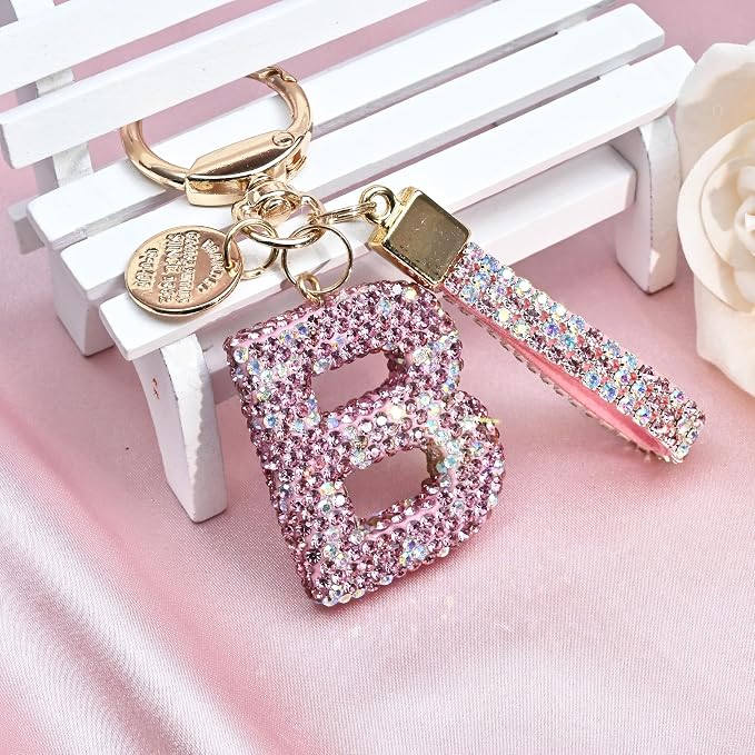 Pink Blue White Initial Letter Keychain Gift - Image 4