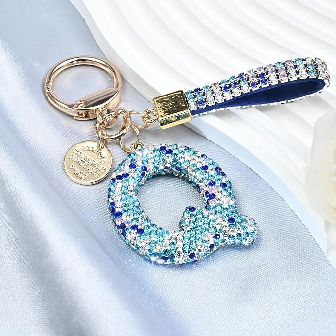 Pink Blue White Initial Letter Keychain Gift - Image 3