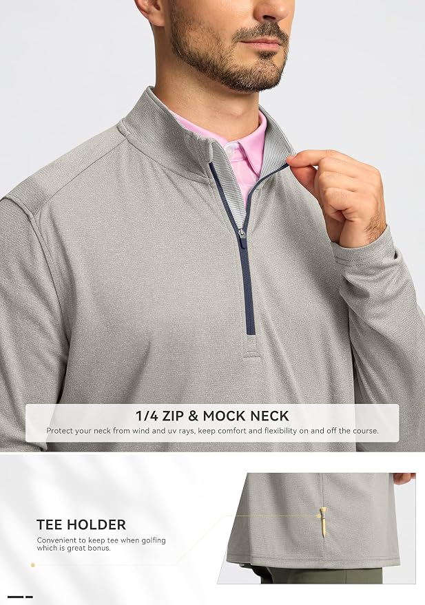 Obla Golf Quarter Zip Pullover for Men Mock Neck Sweatshirt Lightweight Sun - Image 4