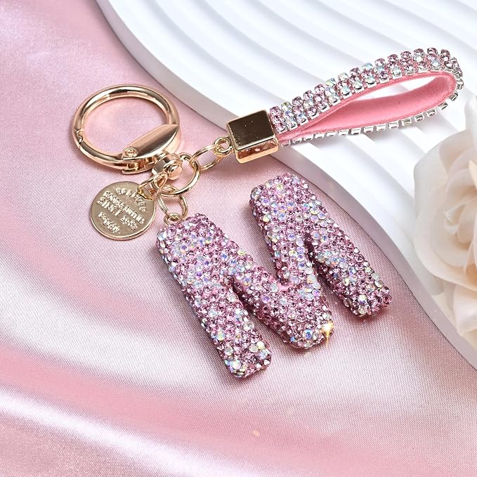 Pink Blue White Initial Letter Keychain Gift - Image 3