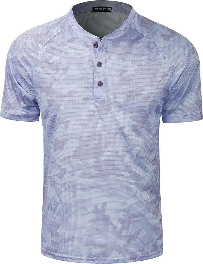 TAPULCO Mens Collarless Golf Shirts Short Sleeve Dry Fit Stretch Casual by TAPULCO