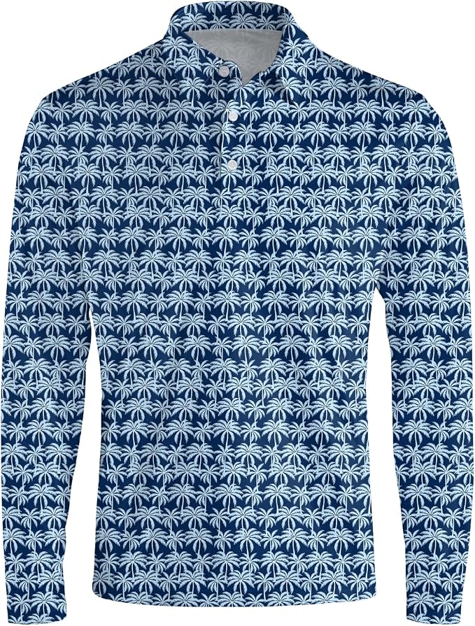 Men's Long Sleeve Golf Shirt Quick Dry 3 Button Work Fishing Outdoor Casual - Image 3