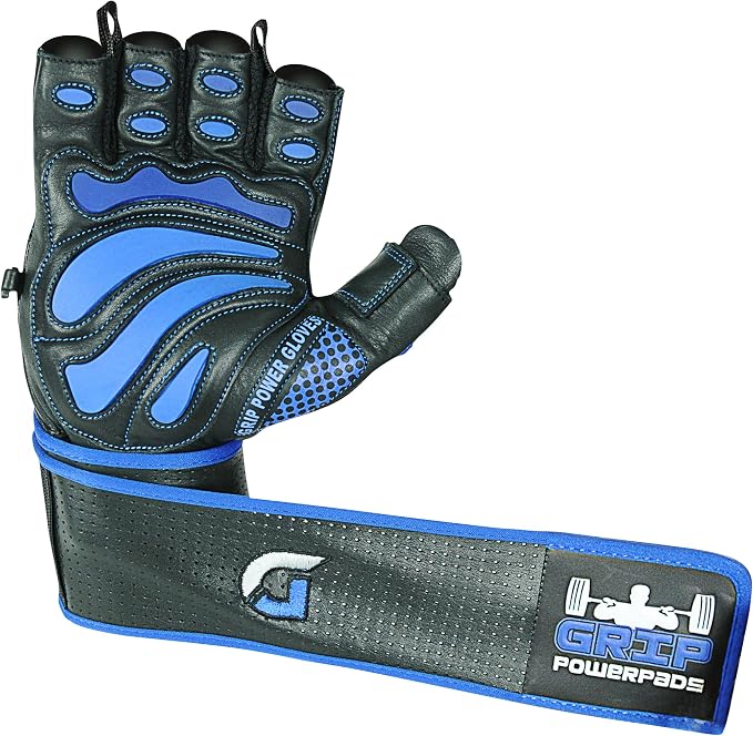 Elite Leather Gym Gloves with Built in 2" Wide Wrist Wraps Grip & Design - Image 3