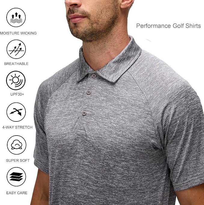 Alex Vando Mens Golf Shirt Moisture Wicking Quick-Dry Short Sleeve Casual Polo - Image 4