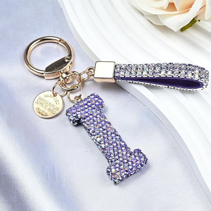 Pink Blue White Initial Letter Keychain Gift - Image 3