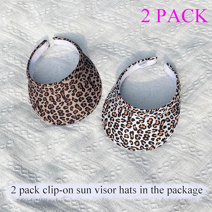 2 Pack Sun Visor Hats Women Men Clip On Wide Brim Visors Hat Outdoor Sports - Image 2