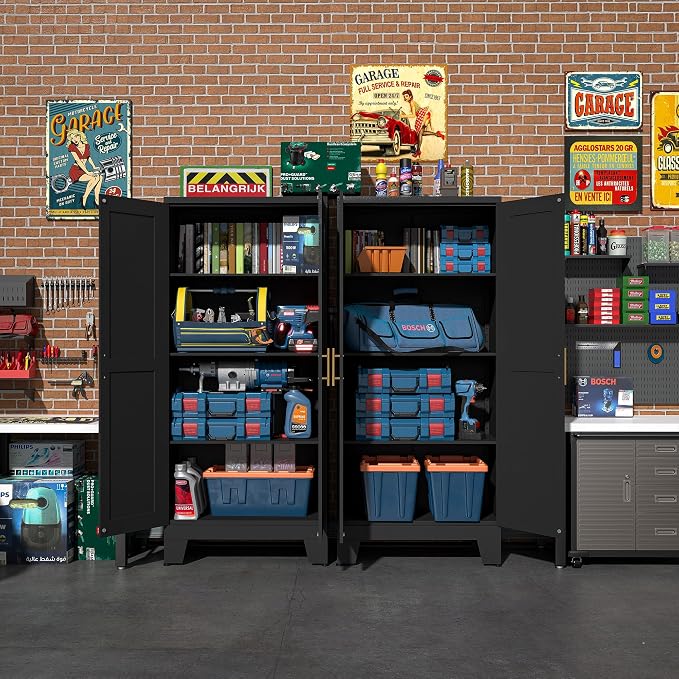 Black Metal Storage Cabinet, Kitchen Pantry Storage Cabinet - Image 6