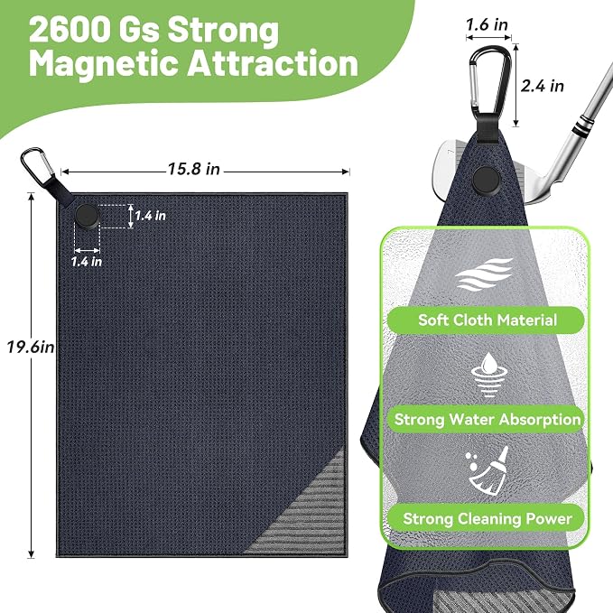 2 Pack Magnetic Golf Towels - Image 4