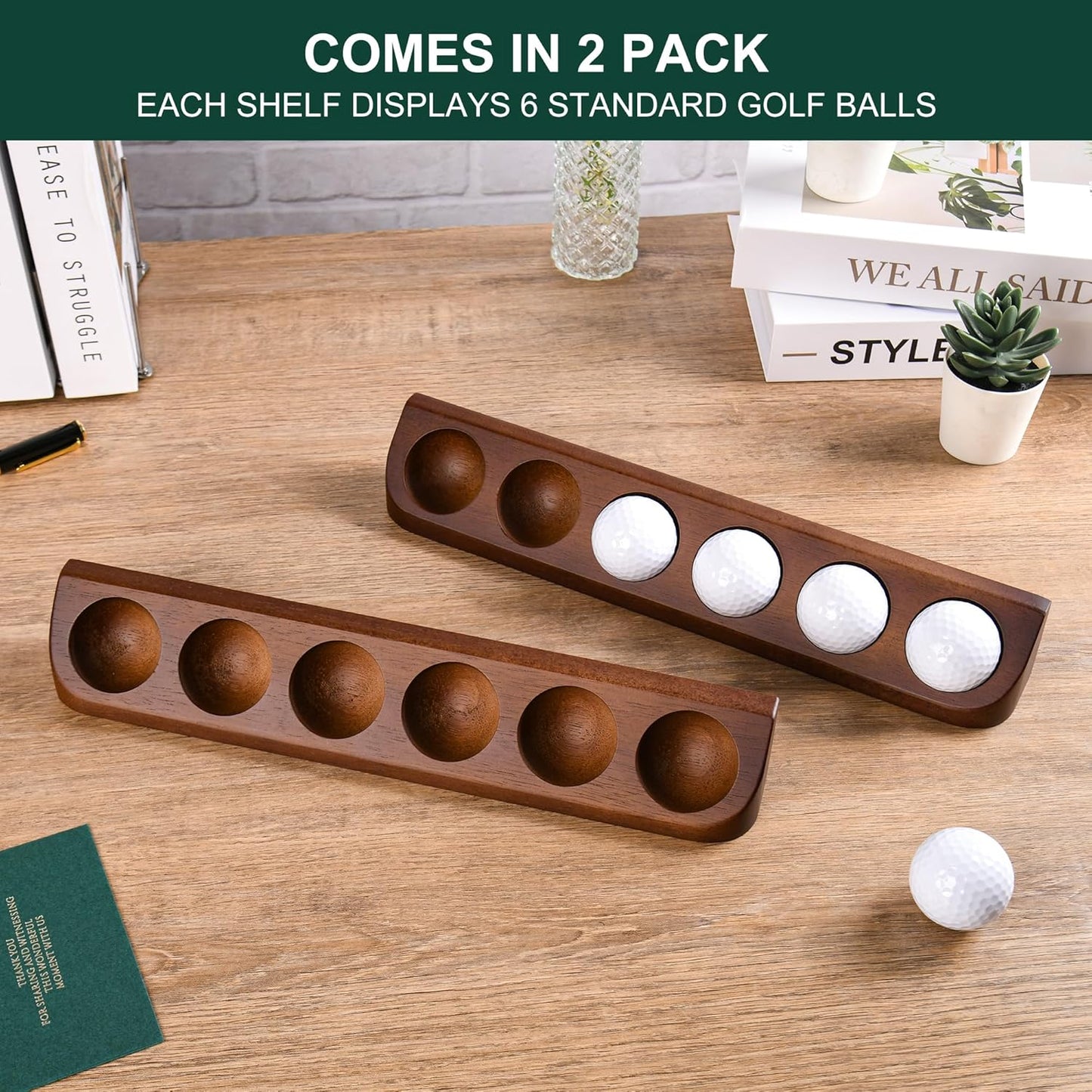2-Pack Golf Ball Display Case Wall Mount - Display 12 Standard Golf Balls - Golf Office Tabletop Decor - Sport Memorabilia Display Case for Golf Ball Collector - Golf Accessories Gift for Men