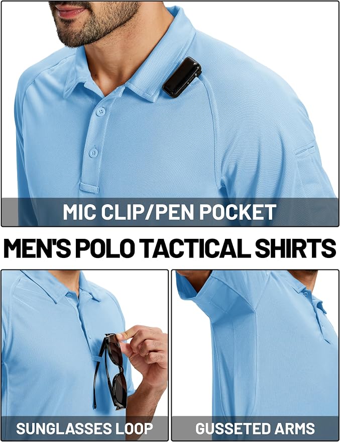 TACVASEN Men's Polo Shirts Short Sleeve Golf Polos Dry Fit UPF 50+ Performance - Image 4