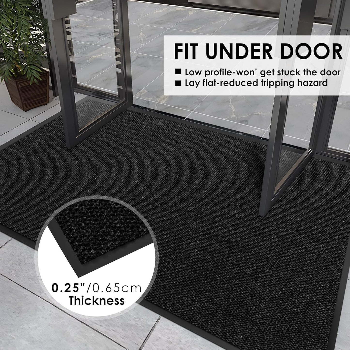 3′ x 5′ Front Door Mat Indoor Outdoor Entrance, Commercial Floor Mat Heavy Duty Dirt Trapper Entryway Doormat, Custom Size Non Slip Rubber Backing Welcome mat, Door Mat for High Traffic Area
