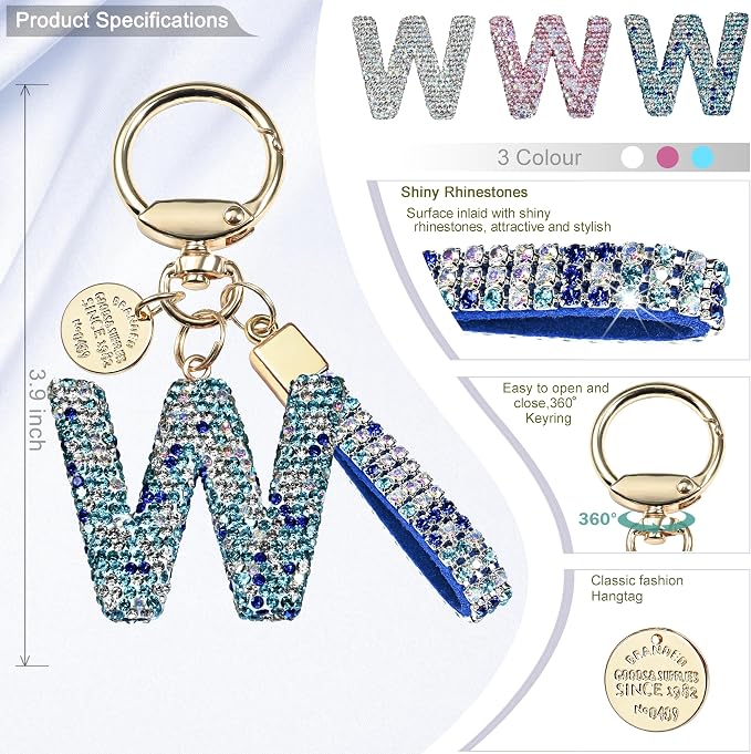 Pink Blue White Initial Letter Keychain Gift - Image 2