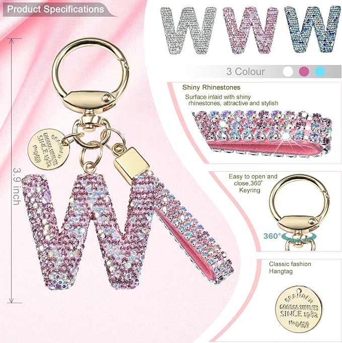 Pink Blue White Initial Letter Keychain Gift - Image 2