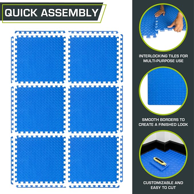 ProsourceFit Puzzle Exercise Mat ½ in, EVA Interlocking Foam Floor Tiles - Image 6