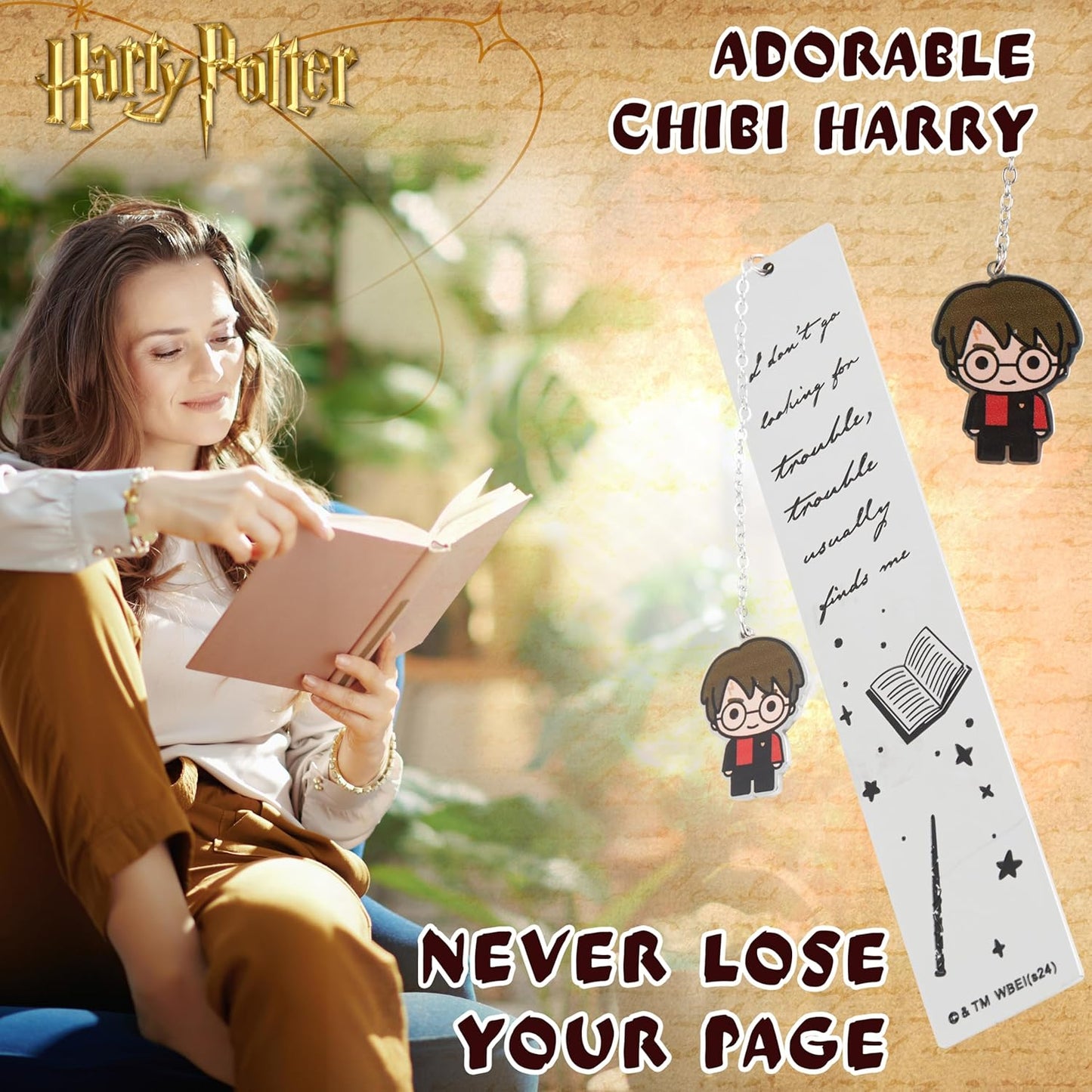 Harry Potter Metal Bookmark with Hanging Charm Golden Snitch Hogwarts Reading Gifts Book Lovers Gift Box (Harry Potter)