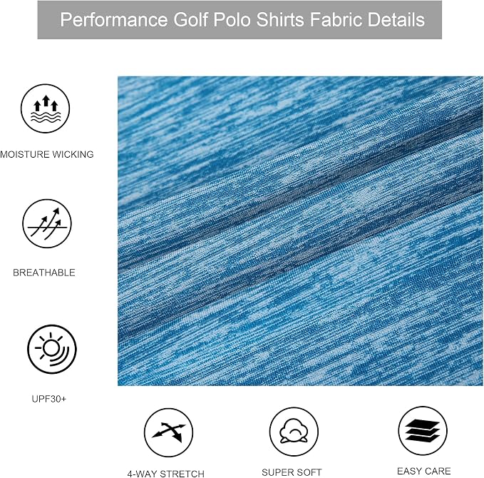 Alex Vando Mens Golf Shirt Moisture Wicking Quick-Dry Short Sleeve Casual Polo - Image 4