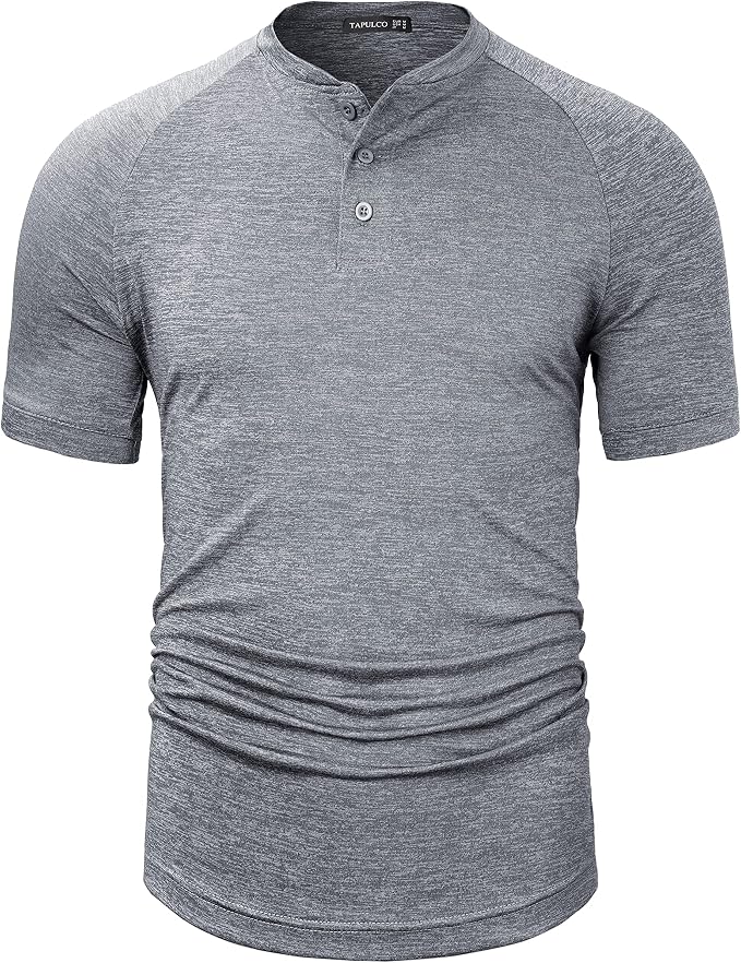 TAPULCO Mens Collarless Golf Shirts Short Sleeve Dry Fit Stretch Casual by TAPULCO