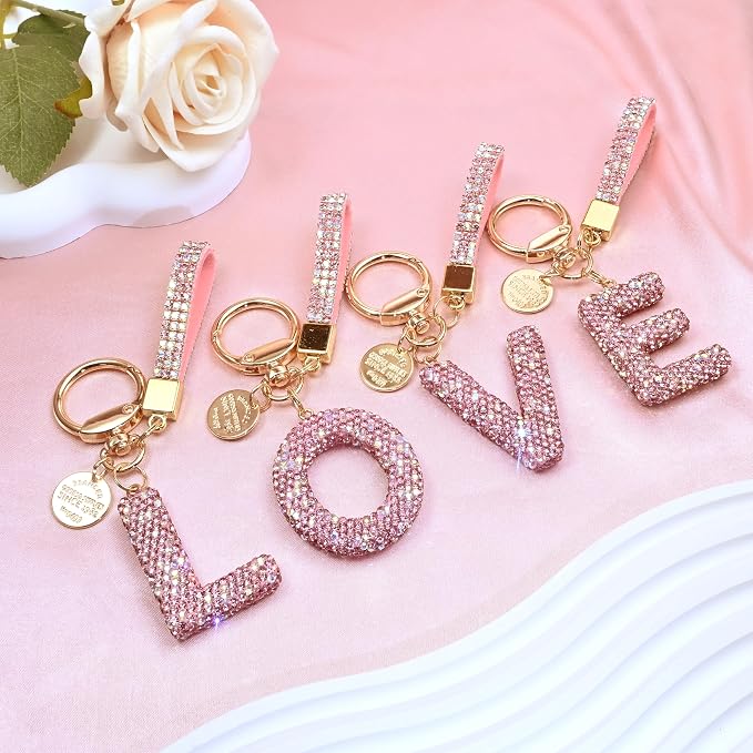 Pink Blue White Initial Letter Keychain Gift - Image 5