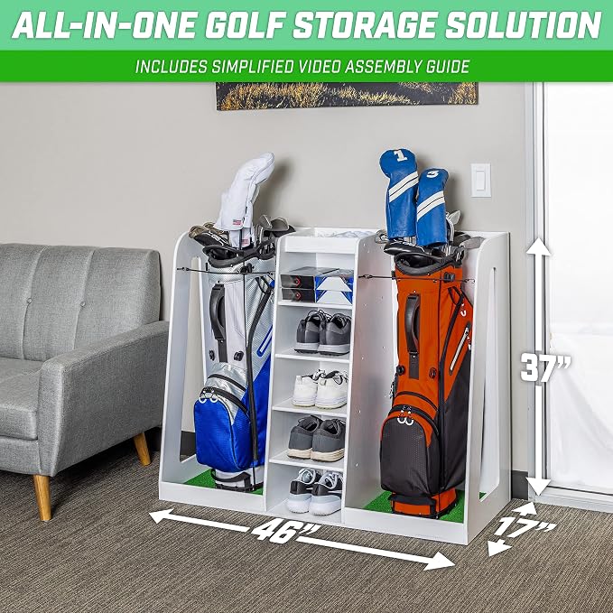 GoSports Premium Wooden Golf Bag Organizer and Storage Rack - Image 5