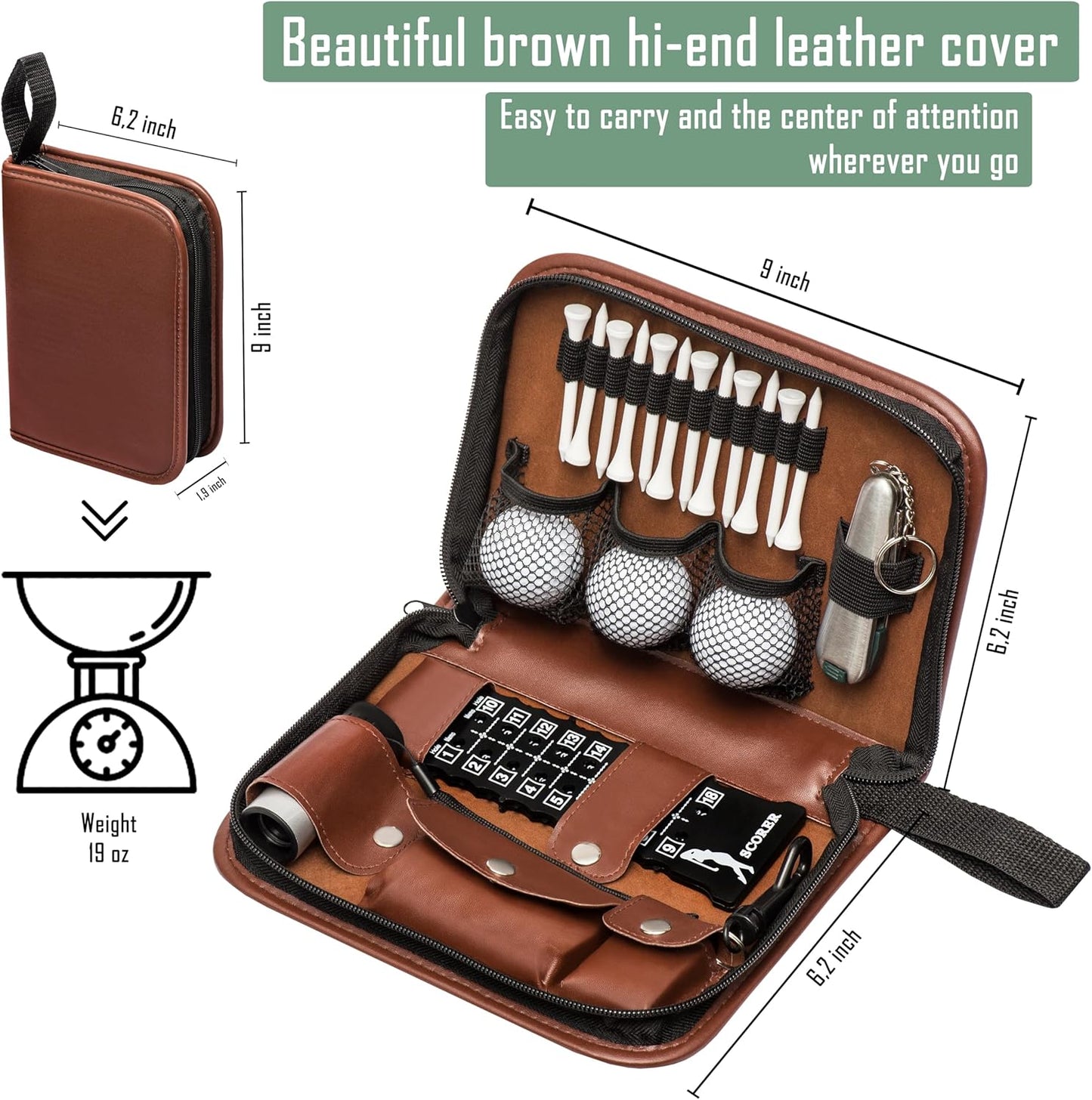 HIRQUITICKE Golf Gift Sets for Men & Women with Accessories Set & Case, Balls, Rangefinder, Tees, Brush, Multifunctional Divot Knife, Scorer, Ball Clamp