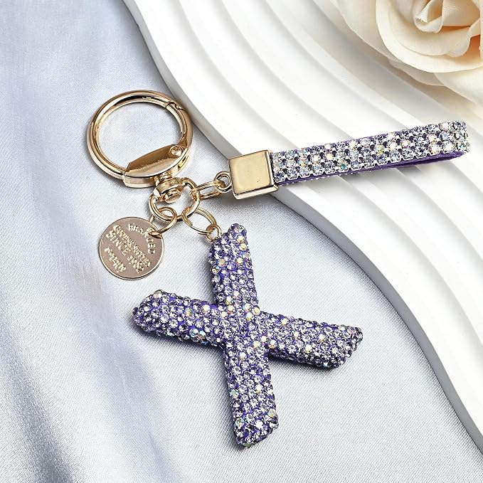 Pink Blue White Initial Letter Keychain Gift - Image 3
