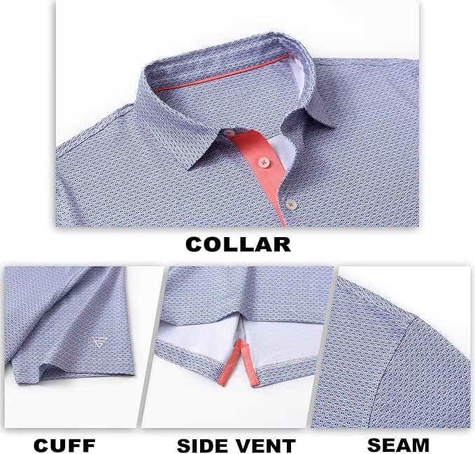 M MAELREG Mens Golf Shirt Short Sleeve Dry Fit Print Moisture Wicking - Image 5