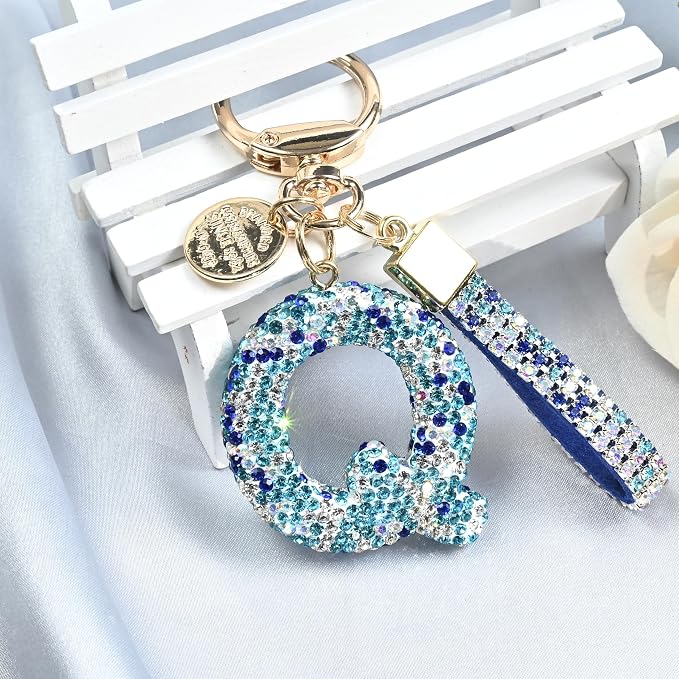 Pink Blue White Initial Letter Keychain Gift - Image 4