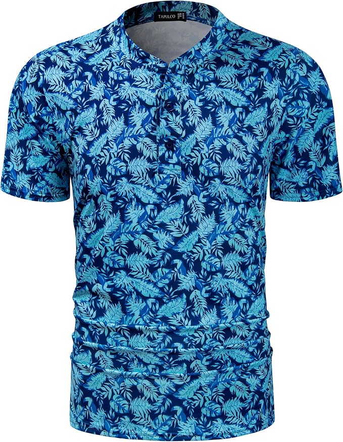 TAPULCO Mens Collarless Golf Shirts Short Sleeve Dry Fit Stretch Casual by TAPULCO
