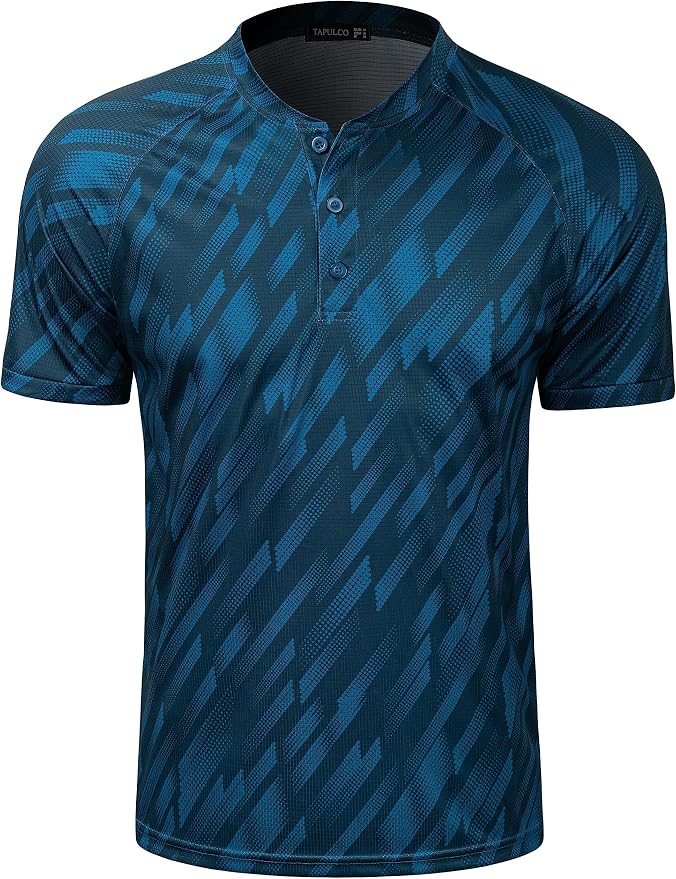 TAPULCO Mens Collarless Golf Shirts Short Sleeve Dry Fit Stretch Casual by TAPULCO