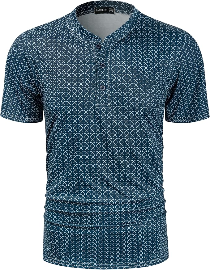 TAPULCO Mens Collarless Golf Shirts Short Sleeve Dry Fit Stretch Casual by TAPULCO