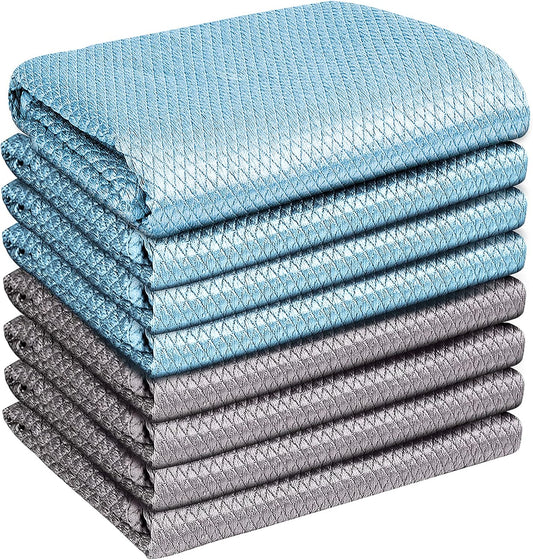 Airlab Streak Free Miracle Cleaning Cloths Easy Clean Nanoscale, Pack of 8, 12'' x 16'', Microfiber Polishing Windows Glass Lint Free Rags Stainless Steel Car Kitchen Reusable