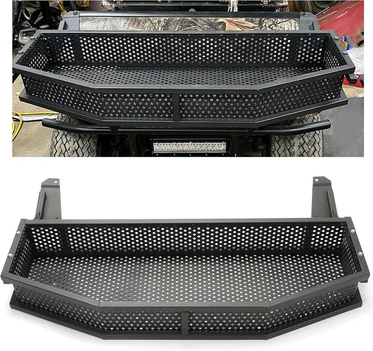 HECASA Black Front Clay Outer Cargo Basket w/Mounting Brackets Compatible with Club Car DS Golf Cart Gas & Electric Models (Hardware Included)