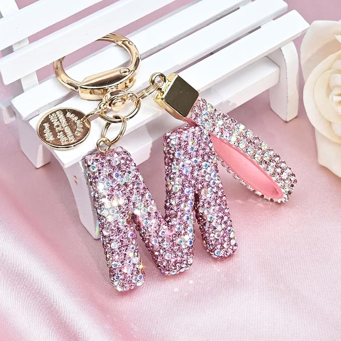 Pink Blue White Initial Letter Keychain Gift - Image 4