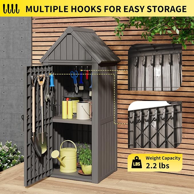 Fancyango Outdoor Resin Storage Shed, Upgrade Sturdy Storage Cabinet - Image 2