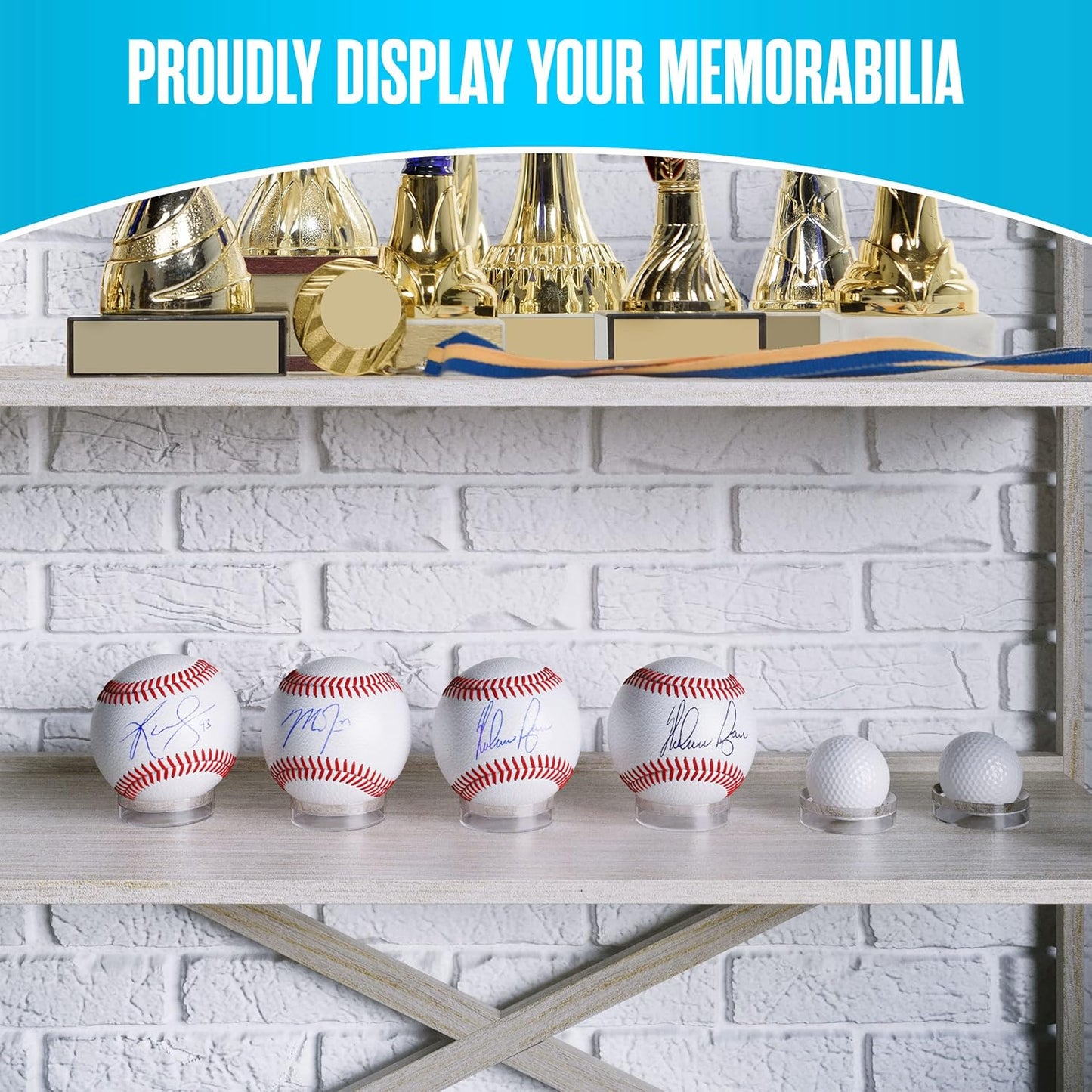 Houseables Baseball Holder, Baseball Stand, Ball Holder, Ball Stand, Acrylic Sphere Display, Egg Display, for Crystal, Rock, Marble, Golf, Softball, Round, Plastic Ring,12 Pack, Clear, 1.75" x 0.6"