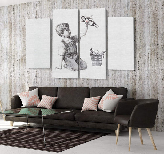 Banksy Super Nurse Hospital Canvas Art Wall Art Home Decor - Various Sizes (4 Pieces Medium)