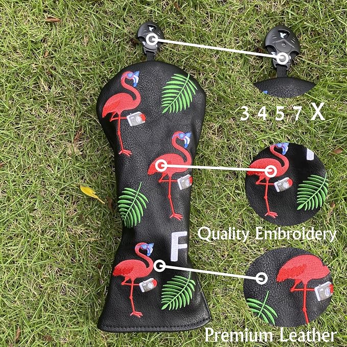 Flamingo Golf Club Headcover 3 Wood Head Cover Golf Premium（PU Leather Driver - Image 3