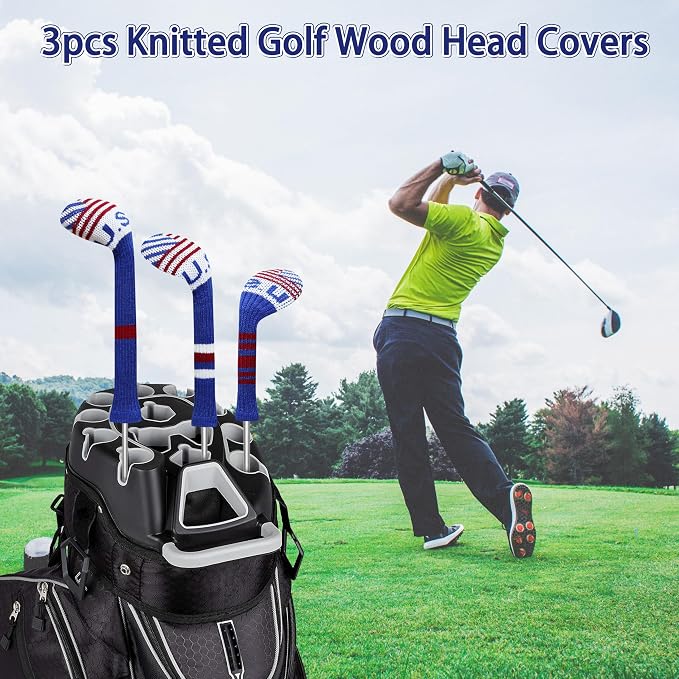LeFeng 3Pcs Golf Club Covers, Knitted Golf Club Covers - Image 5