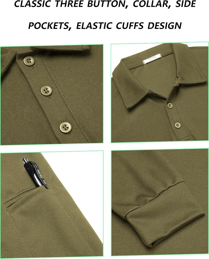 Deyeek Men's Polo Shirts Long Sleeve Golf Polo Shirts - Image 6