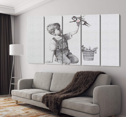 Banksy Super Nurse Hospital Canvas Art Wall Art Home Decor - Various Sizes (5 Pieces Mega)