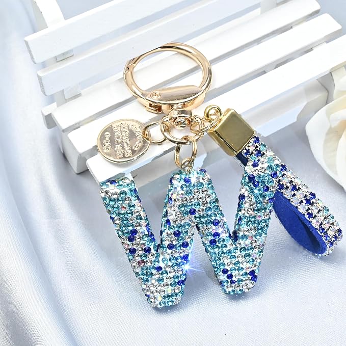 Pink Blue White Initial Letter Keychain Gift - Image 4