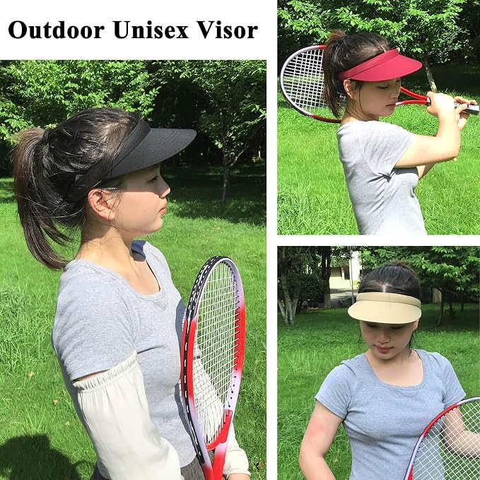 3 Pack Sports Sun Visor Hat Women Men Adjustable Clip On Visors Outdoor Golf - Image 4