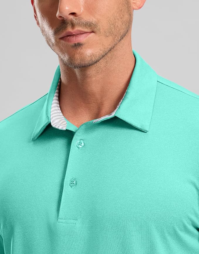 Golf Shirts Heather Polo Short Sleeve Dry Fit Lightweight Moisture Wicking - Image 4