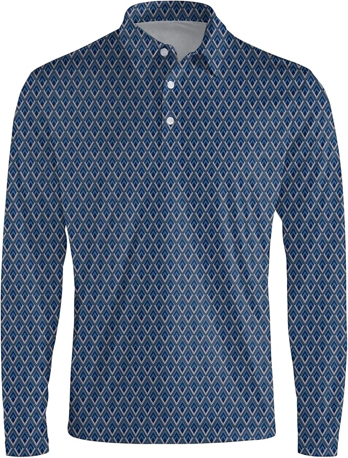 Men's Long Sleeve Golf Shirt Quick Dry 3 Button Work Fishing Outdoor Casual - Image 3