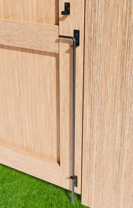 36" Heavy Duty Cane Bolt Gate Drop Rod Extra Thick Hardware Ground Latch for Wood PVC Vinyl Metal Fences Gates, Double Doors, Sliver Solid Steel